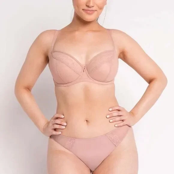 NEW Curvy Kate Eye Spy Balcony Bra 38F NWT Blush Pink Nude Sheer Large Bust - Picture 9 of 10
